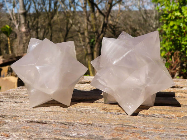 Polished Girasol Pearl Merkabah Stars x 4 From Ambatondrazaka, Madagascar