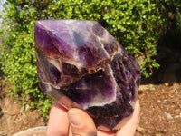 Polished  Dark Chevron Amethyst Points x 2 From Zambia