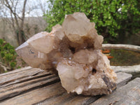 Natural Cascading White Phantom Smokey Quartz Clusters x 2 From Luena, Congo