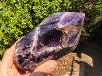 Polished  Dark Chevron Amethyst Points x 2 From Zambia