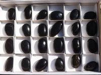 Polished Schorl Black Tourmaline Palm Stones  x 24 From Madagascar - Toprock Gemstones and Minerals 