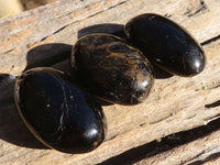 Polished Schorl Black Tourmaline Palm Stones  x 24 From Madagascar - Toprock Gemstones and Minerals 