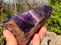 Polished  Dark Chevron Amethyst Points x 2 From Zambia