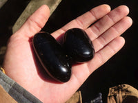 Polished Schorl Black Tourmaline Palm Stones  x 24 From Madagascar - Toprock Gemstones and Minerals 