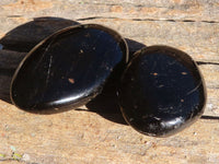 Polished Schorl Black Tourmaline Palm Stones  x 24 From Madagascar - Toprock Gemstones and Minerals 