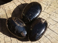 Polished Schorl Black Tourmaline Palm Stones  x 24 From Madagascar - Toprock Gemstones and Minerals 