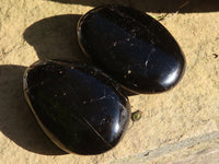 Polished Schorl Black Tourmaline Palm Stones  x 24 From Madagascar - Toprock Gemstones and Minerals 