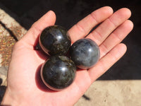 Polished Mini Labradorite Spheres  x 12 From Tulear, Madagascar