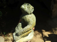 Polished Green Verdite Baboon Carvings  x 2 From Zimbabwe - TopRock