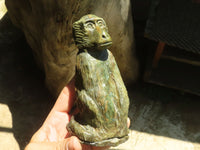 Polished Green Verdite Baboon Carvings  x 2 From Zimbabwe - TopRock