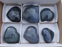 Polished Blue Lazulite Hearts  x 6 From Madagascar