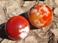 Polished Carnelian Agate Spheres  x 6 From Madagascar