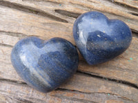 Polished Blue Lazulite Hearts  x 6 From Madagascar