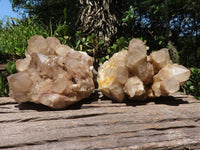 Natural Cascading Smokey White Phantom Quartz Clusters  x 2 From Luena, Congo - TopRock