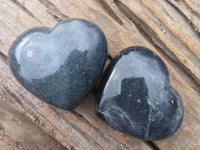 Polished Blue Lazulite Hearts  x 6 From Madagascar