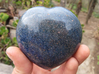 Polished Blue Lazulite Hearts  x 6 From Madagascar