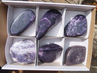 Polished Purple Lepidolite Standing Free Forms  x 6 From Zimbabwe