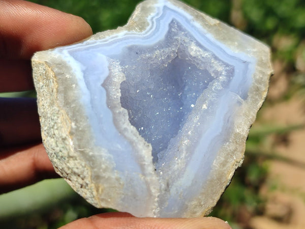 Polished One Side Polished Blue Lace Agate Specimens  x 6 From Nsanje, Malawi - Toprock Gemstones and Minerals 