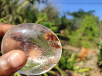 Polished Large Rock Crystal & Girasol Quartz Palm Stones  x 12 From Madagascar - Toprock Gemstones and Minerals 