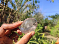 Polished Large Rock Crystal & Girasol Quartz Palm Stones  x 12 From Madagascar - Toprock Gemstones and Minerals 