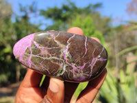 Polished Stichtite & Serpentine Free Forms With Silky Purple Threads  x 3 From Barberton, South Africa - Toprock Gemstones and Minerals 