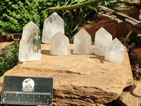 Polished Large Clear Quartz Points With Rainbow Veils In Some  x 6 From Madagascar - Toprock Gemstones and Minerals 