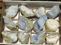 Natural Blue Lace Agate Geode Specimens  x 12 From Nsanje, Malawi - Toprock Gemstones and Minerals 