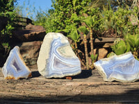 Polished One Side Polished Blue Lace Agate Specimens  x 3 From Nsanje, Malawi - Toprock Gemstones and Minerals 