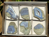 Polished One Side Polished Blue Lace Agate Specimens  x 6 From Nsanje, Malawi - Toprock Gemstones and Minerals 