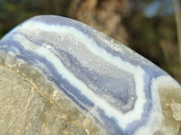 Polished Blue Lace Agate Standing Free Forms  x 2 From Nsanje, Malawi - Toprock Gemstones and Minerals 