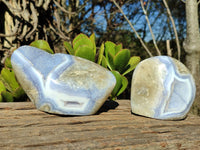 Polished Blue Lace Agate Standing Free Forms  x 2 From Nsanje, Malawi - Toprock Gemstones and Minerals 