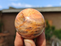 Polished Flashy Peach Moonstone Spheres  x 6 From Madagascar - Toprock Gemstones and Minerals 