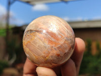 Polished Flashy Peach Moonstone Spheres  x 6 From Madagascar - Toprock Gemstones and Minerals 