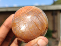 Polished Flashy Peach Moonstone Spheres  x 6 From Madagascar - Toprock Gemstones and Minerals 