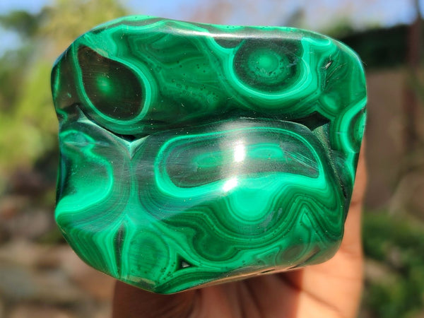 Polished Flower Banded Malachite Free Forms  x 3 From Congo - Toprock Gemstones and Minerals 