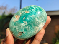 Polished Blue Amazonite Palm Stones  x 25 From Madagascar - Toprock Gemstones and Minerals 