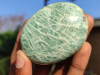 Polished Blue Amazonite Palm Stones  x 25 From Madagascar - Toprock Gemstones and Minerals 