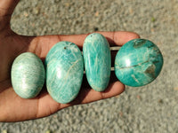 Polished Blue Amazonite Palm Stones  x 25 From Madagascar - Toprock Gemstones and Minerals 