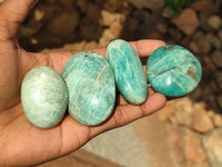 Polished Blue Amazonite Palm Stones  x 25 From Madagascar - Toprock Gemstones and Minerals 