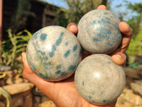 Polished Blue Spinel Quartz Spheres  x 3 From Madagascar - Toprock Gemstones and Minerals 