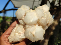 Natural White Phantom Pineapple Candle Quartz Clusters  x 2 From Madagascar - Toprock Gemstones and Minerals 