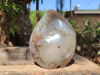 Polished Large Agate Standing Free Form With Smoke Ring Patterns  x 1 From Madagascar - Toprock Gemstones and Minerals 