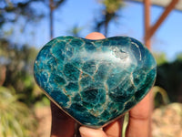 Polished Blue Apatite Hearts x 6 From Madagascar - Toprock Gemstones and Minerals 