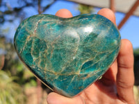 Polished Blue Apatite Hearts x 6 From Madagascar - Toprock Gemstones and Minerals 