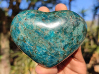 Polished Blue Apatite Hearts x 6 From Madagascar - Toprock Gemstones and Minerals 