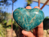 Polished Blue Apatite Hearts x 6 From Madagascar - Toprock Gemstones and Minerals 