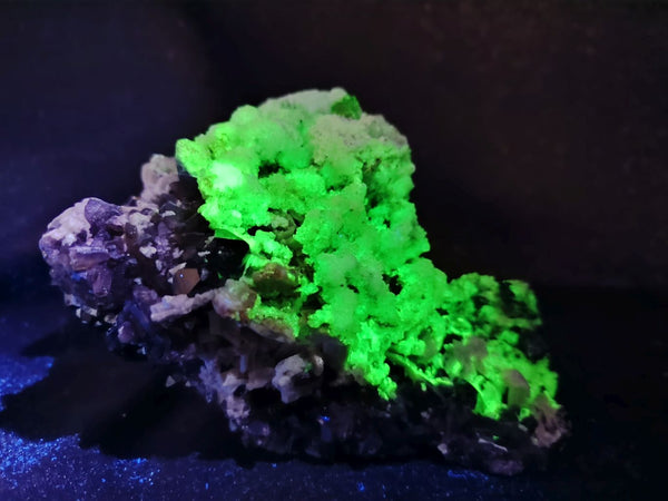 Natural Fluorescent Hyalite Opal Specimens With Smokey Quartz & Schorl  x 2 From Erongo, Namibia - Toprock Gemstones and Minerals 