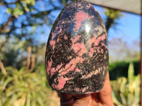 Polished Pink & Black Rhodonite Standing Free Forms  x 3 From Madagascar - Toprock Gemstones and Minerals 