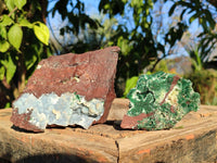 Natural Drusy Coated Malachite & Red Copper Dolomite Matrix Specimens  x 2 From Likasi, Congo - Toprock Gemstones and Minerals 