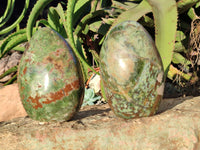 Polished Green Chrysoprase Standing Free Forms  x 2 From Ambatondrazaka, Madagascar - Toprock Gemstones and Minerals 